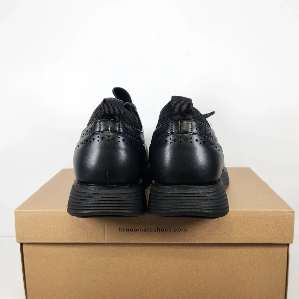 Bruno Marc Oxford Sneakers Mens Size 8 All Black Wingtip Brogue Hybrid Shoes